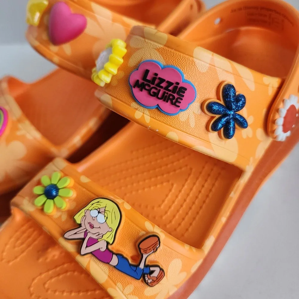 Crocs Disney 2024 Lizzie McGuire Mega Crush Sandals Orange Platform Women 6 RARE